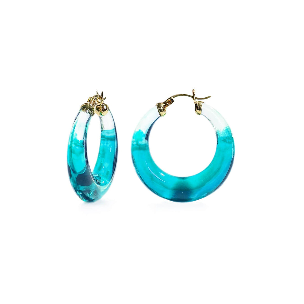 Gold & Honey Painted Graduated Lucite Hoop Earrings