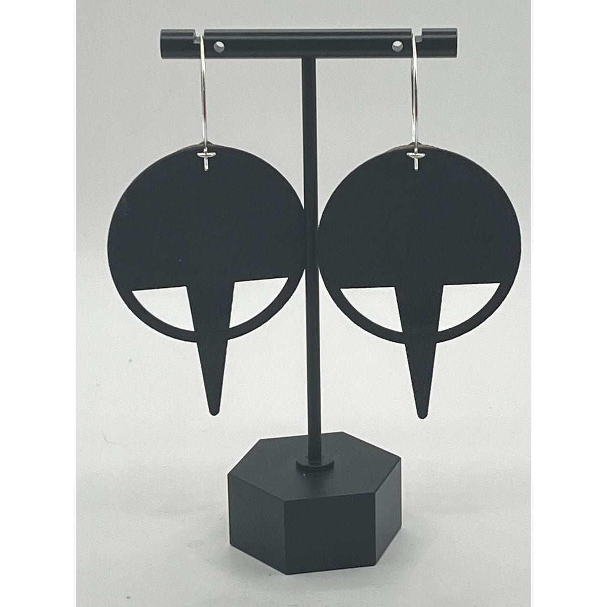 Architectural Lightweight Leather and Birch Earrings Naja Blk - Sarasotabydesign