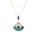 Barse Jewelry Art Deco Colorful Inlay Golden Pendant Necklace