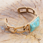 Barse Jewelry Athena Blue Turquoise Golden Cuff Bracelet