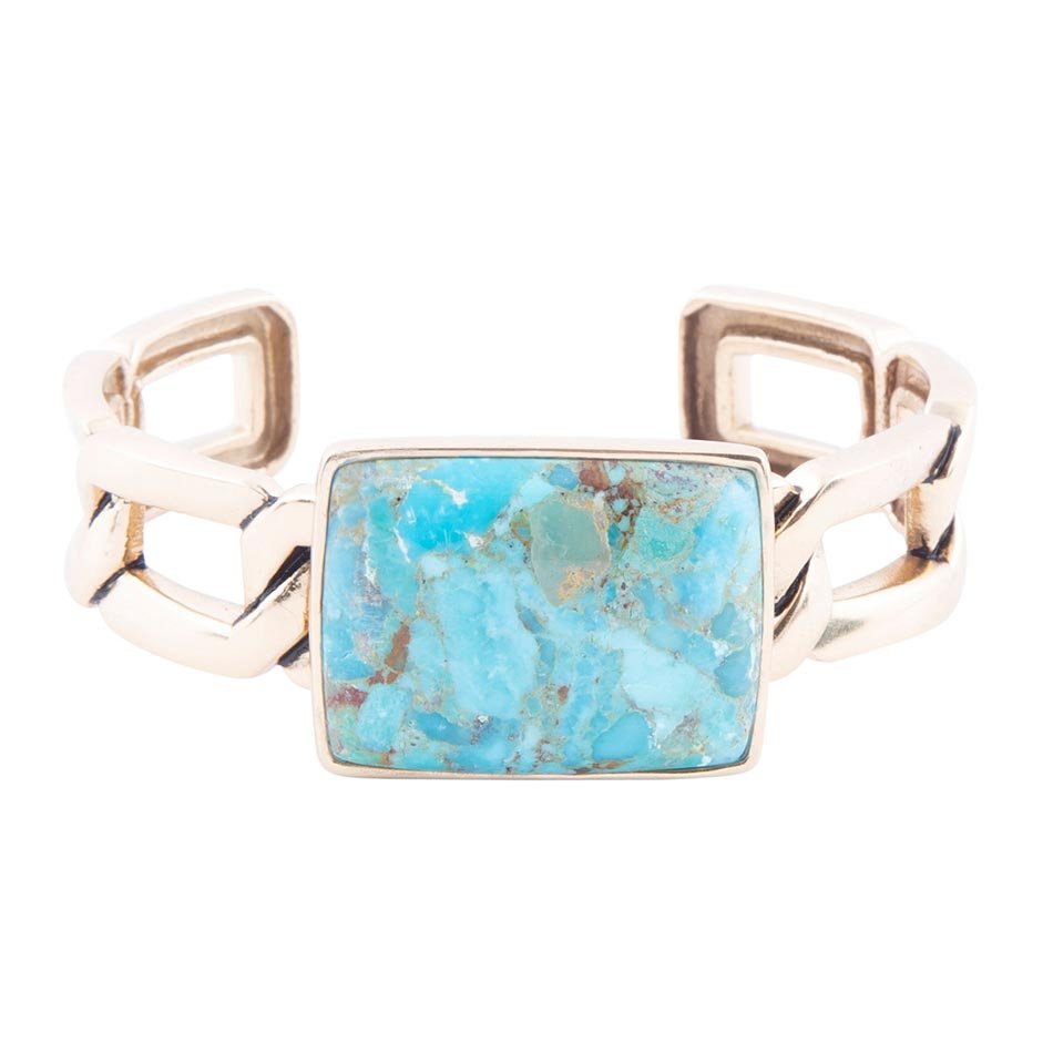 Barse Jewelry Athena Blue Turquoise Golden Cuff Bracelet