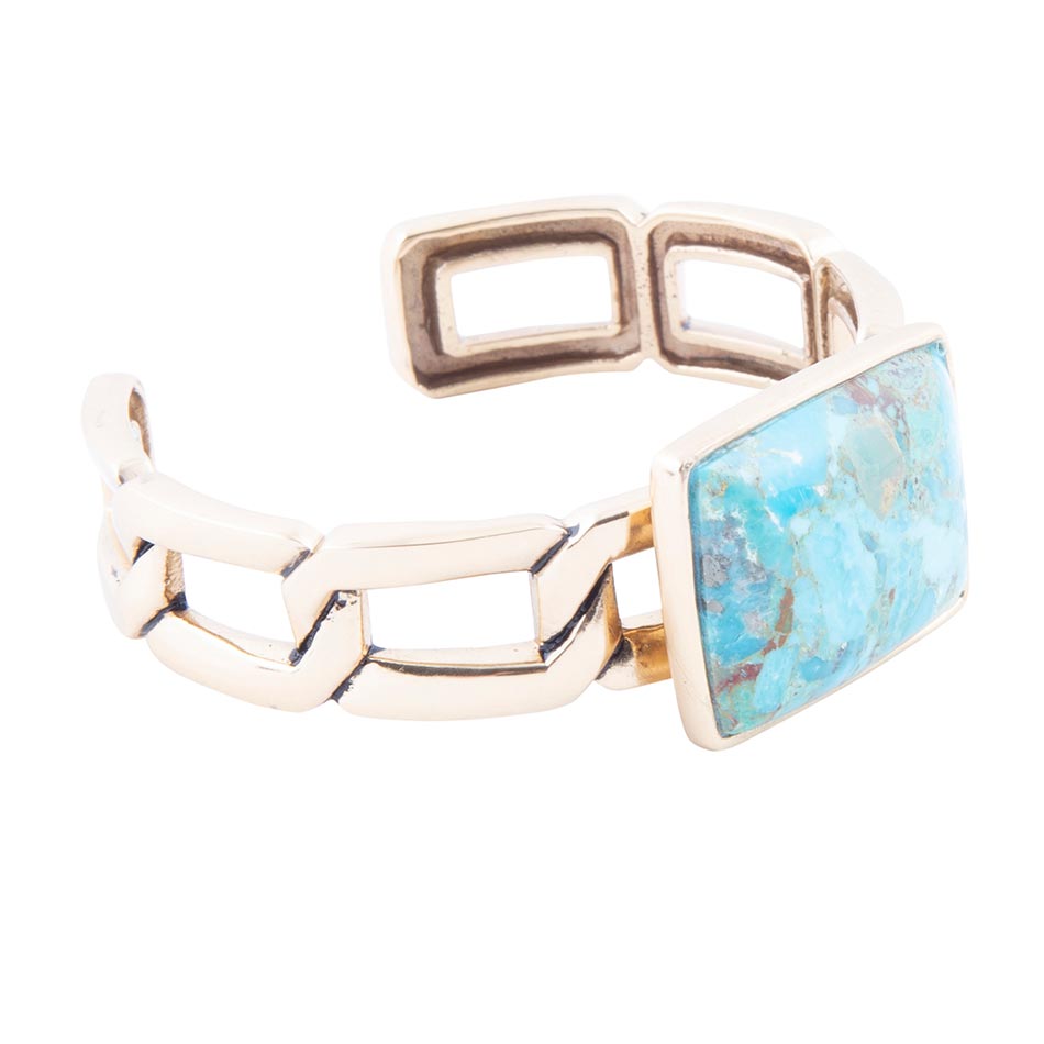 Barse Jewelry Athena Blue Turquoise Golden Cuff Bracelet