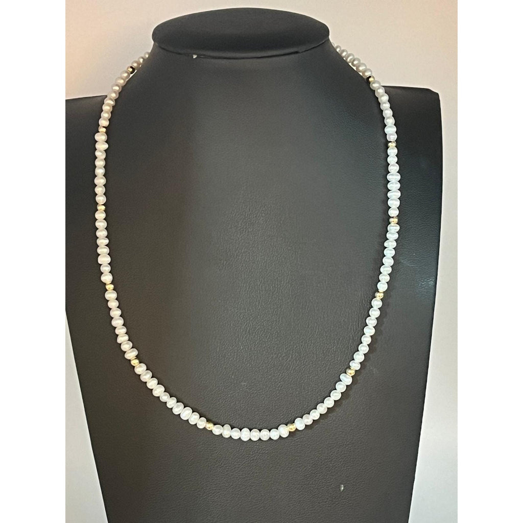Dainty Freshwater Pearl Choker Necklace Gold Filled