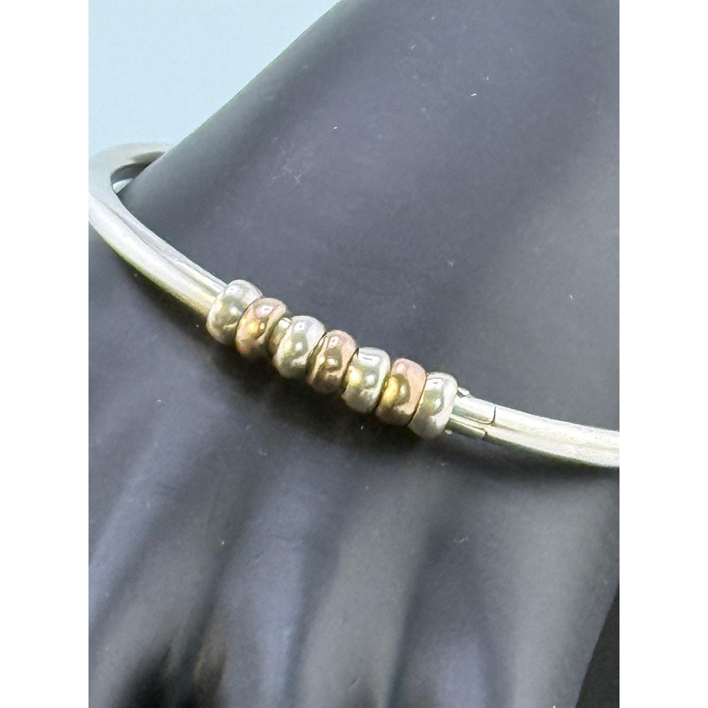 Vintage 925 Sterling Silver Hinged Bracelet with Sliding Beads