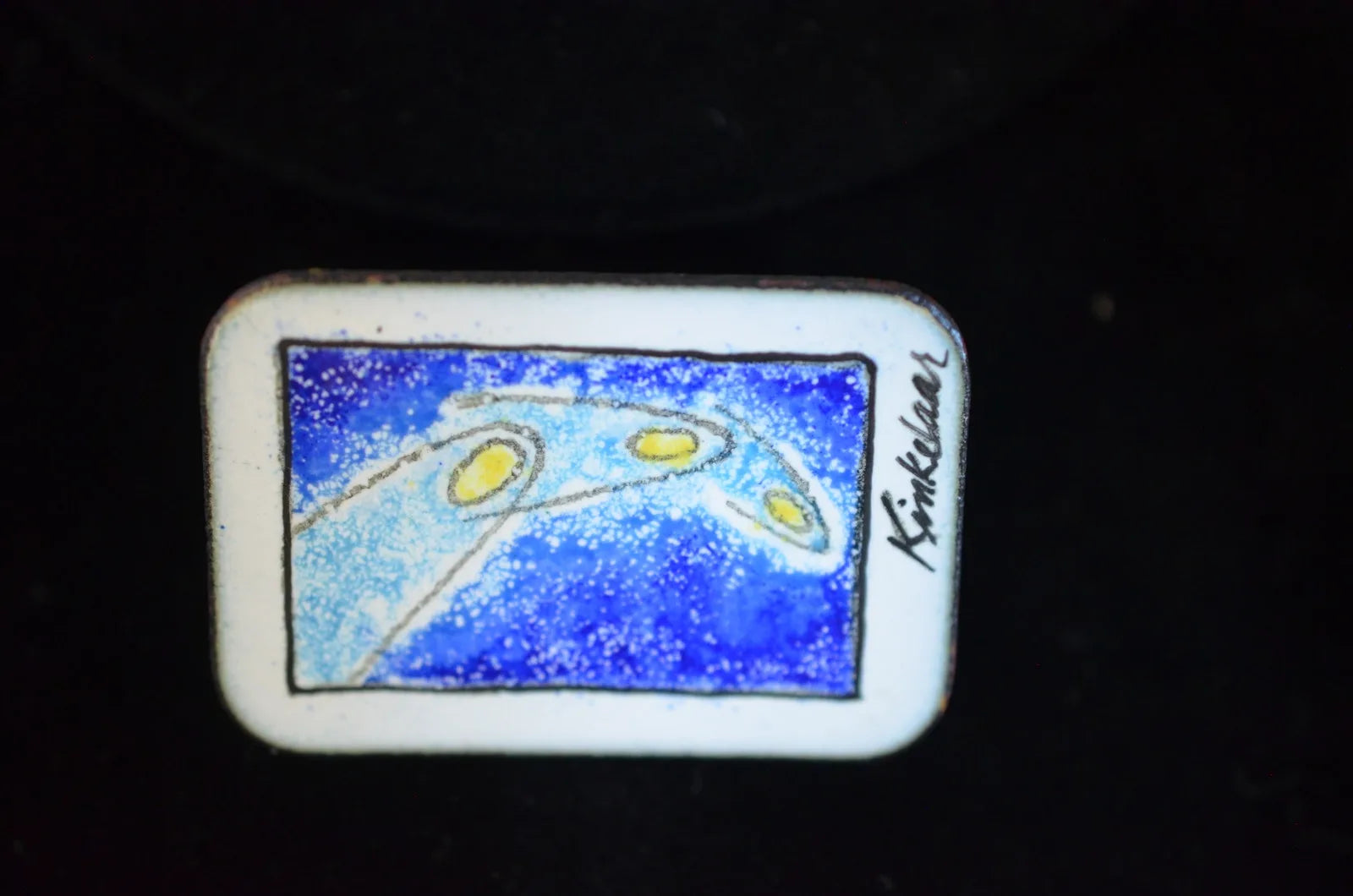 RARE Vintage Signed Jack Kinkelaar Enamel Copper Brooch
