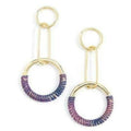 Painted Metal Chain Wrapped Earrings Pink/Blue