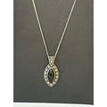 Sterling silver marcasite onyx cabochon pendant necklace