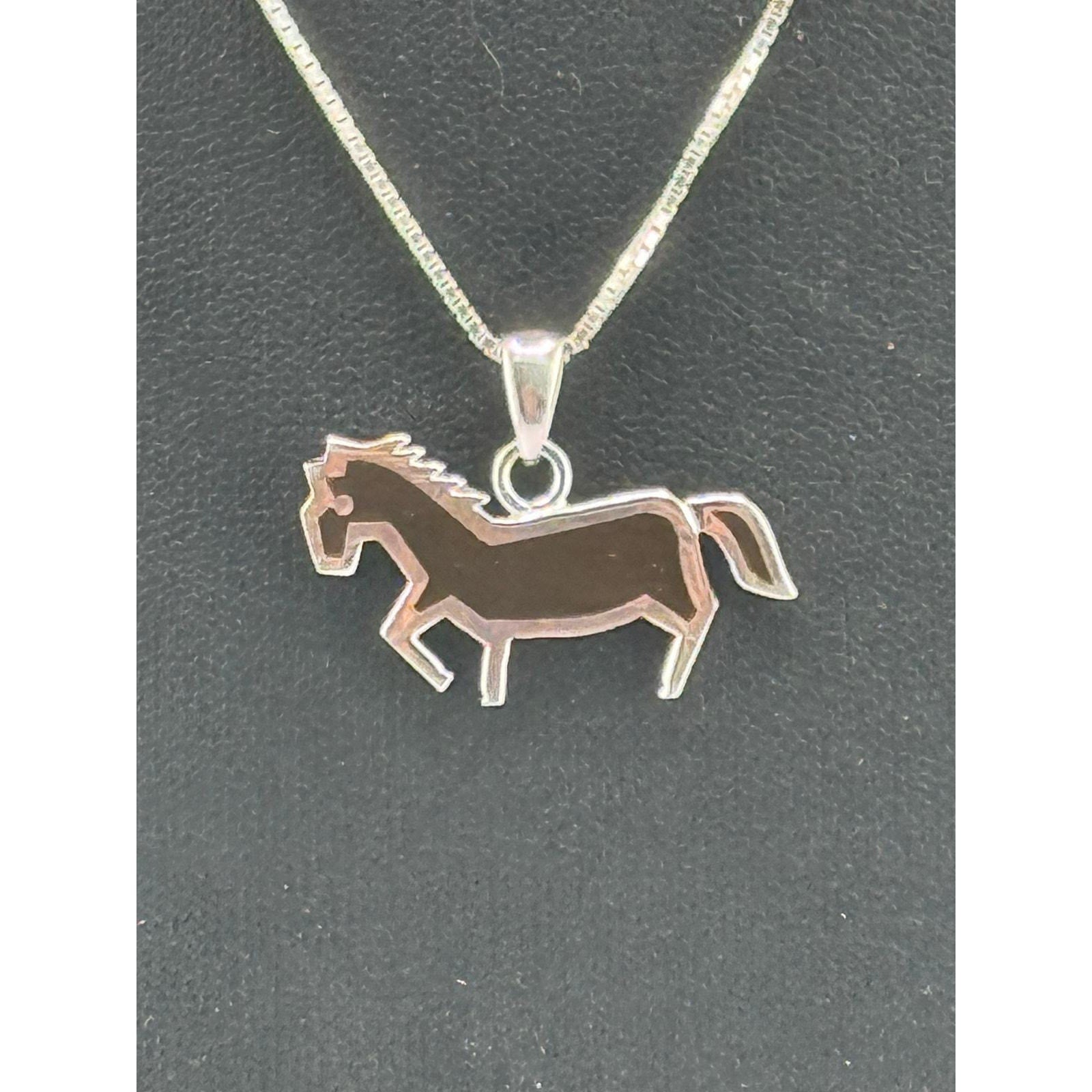 Sterling Silver Purple Horse Pendant Necklace