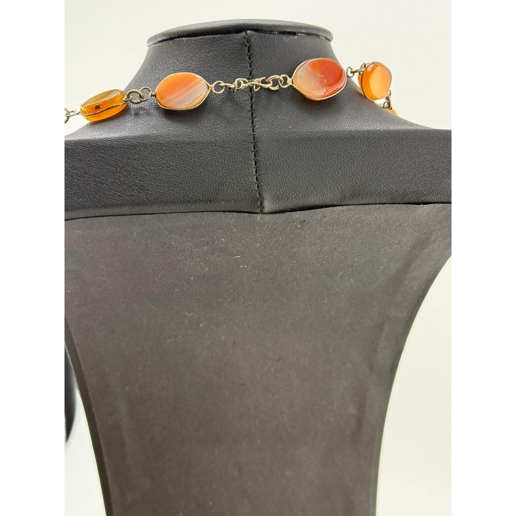 Vintage Brass, Agate Stone Long Necklace