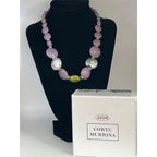 Genuine Certified Murano Lavender or Lilac Colored Glass Beaded Necklace