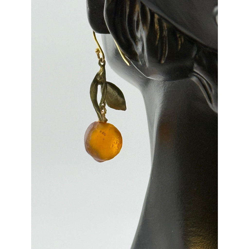 Michael Michaud Orange Blossom Leaf Drop Wire Earrings