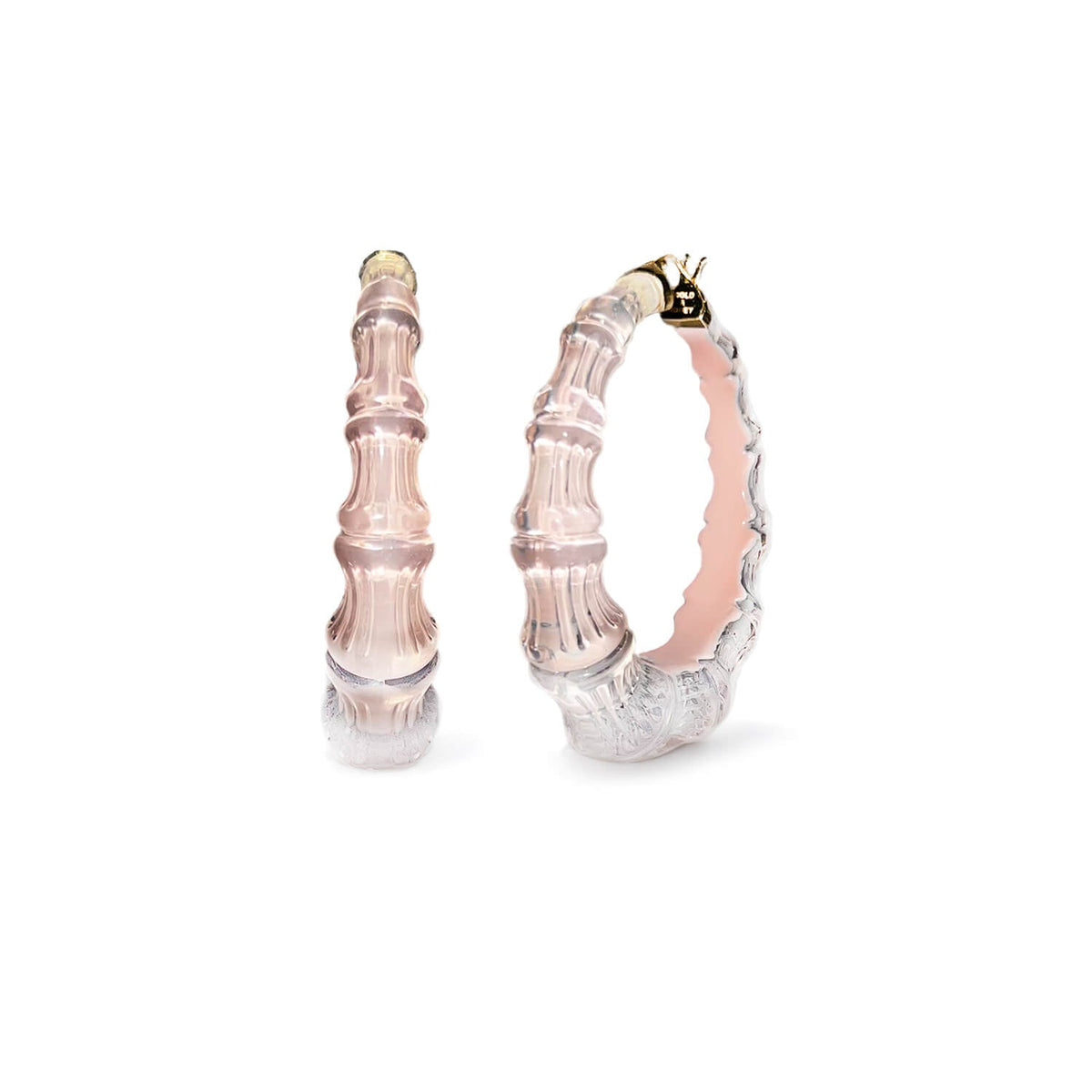 Gold & Honey Bamboo Illusion Lucite Hoop Earrings