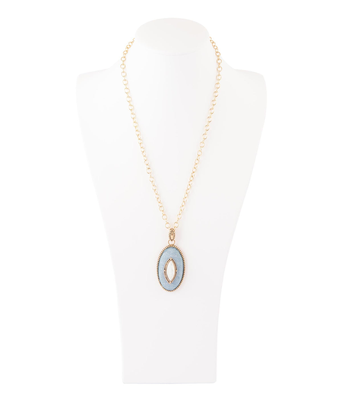 Barse Jewelry Blue Denim Dreams White Mother of Pearl Golden Pendant Necklace - Sarasotabydesign