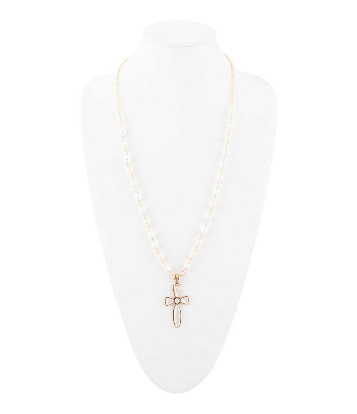 Barse Jewelry Las Cruces White Pearl Cross Pendant Necklace - Sarasotabydesign