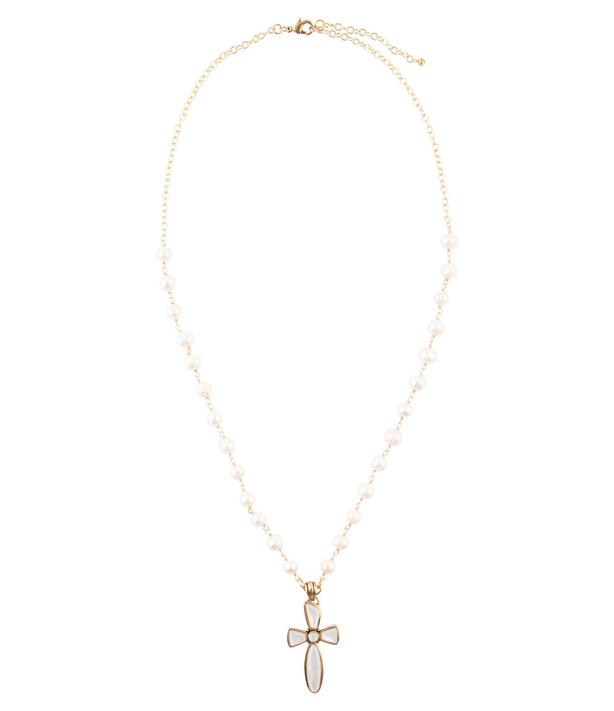Barse Jewelry Las Cruces White Pearl Cross Pendant Necklace - Sarasotabydesign
