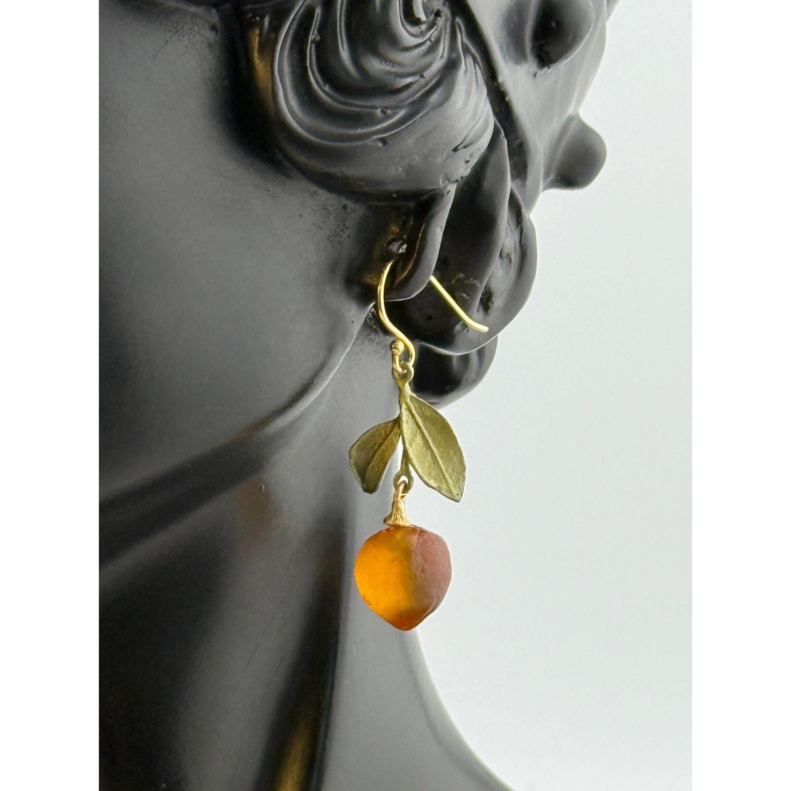 Michael Michaud Orange Blossom Leaf Drop Wire Earrings