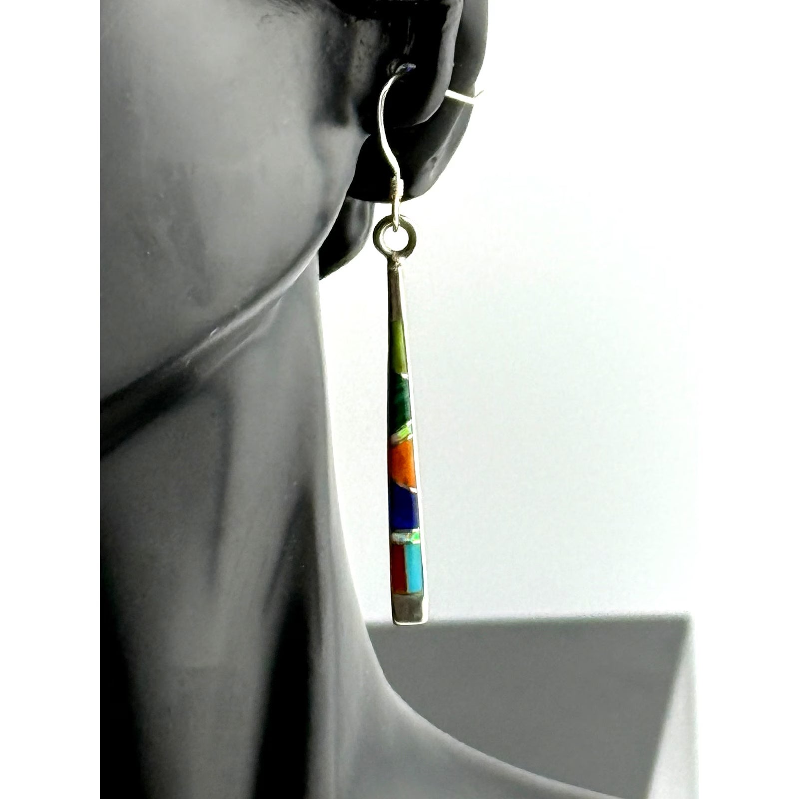 Vintage Navajo Len Adakai Sterling Silver Dangle Earrings