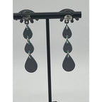 Crying Teardrop Mirrored Acrylic Earrings: Silver with Teal