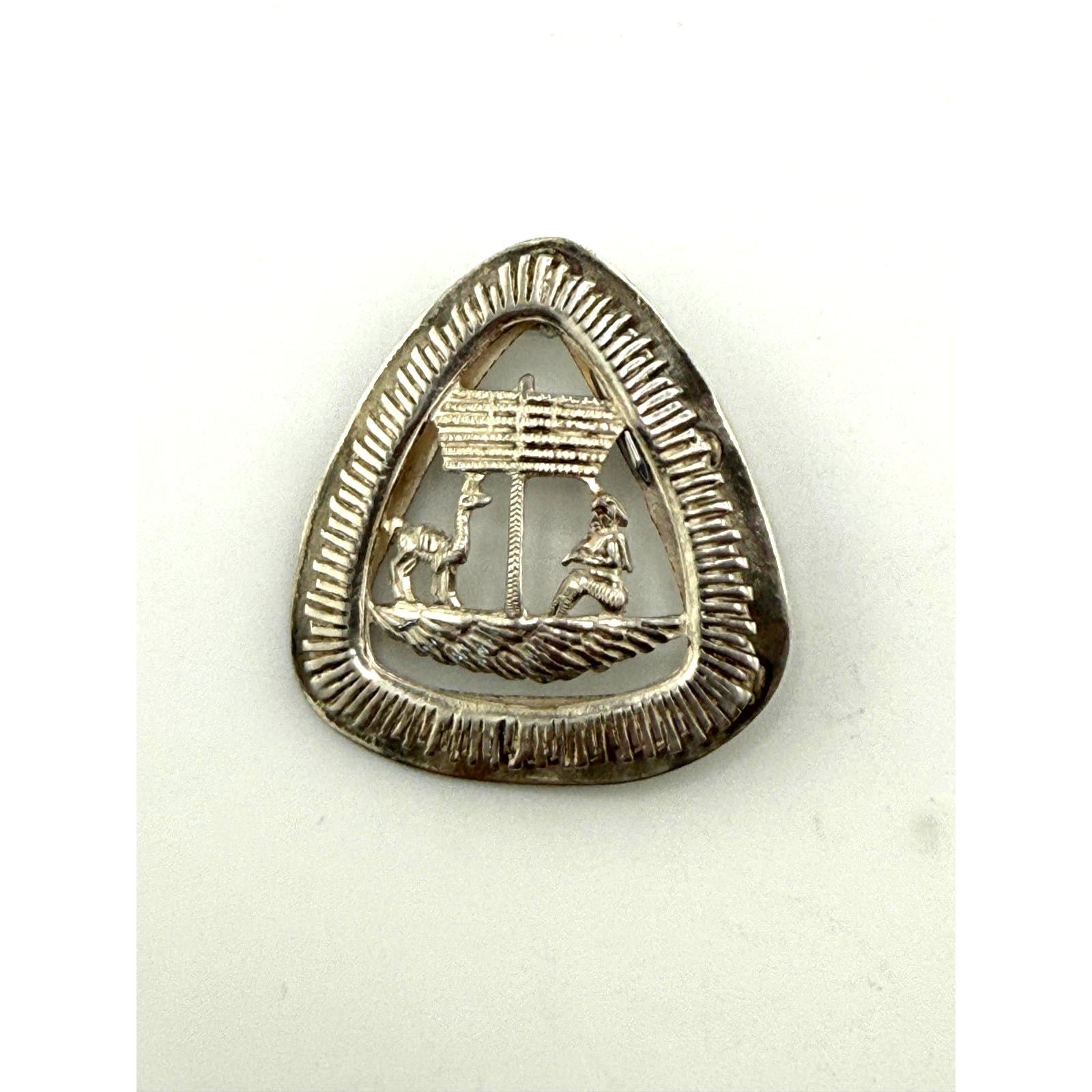 Vintage Sterling Silver Man and Llama Brooch Pendant
