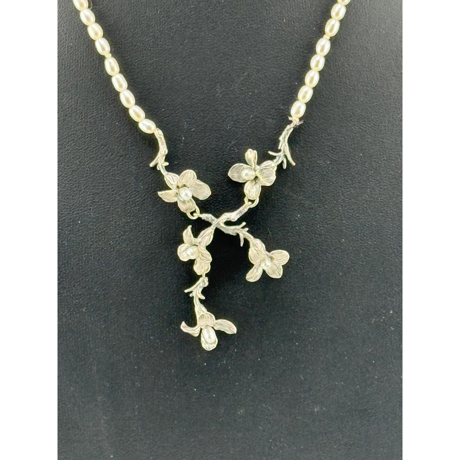 Rare Vintage Michael Michaud Dogwood Sprig Necklace - 16.5"