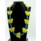 Turquoise, Carved Lemon Jade Butterfly Necklace Navajo Mary Winona Roanhorse