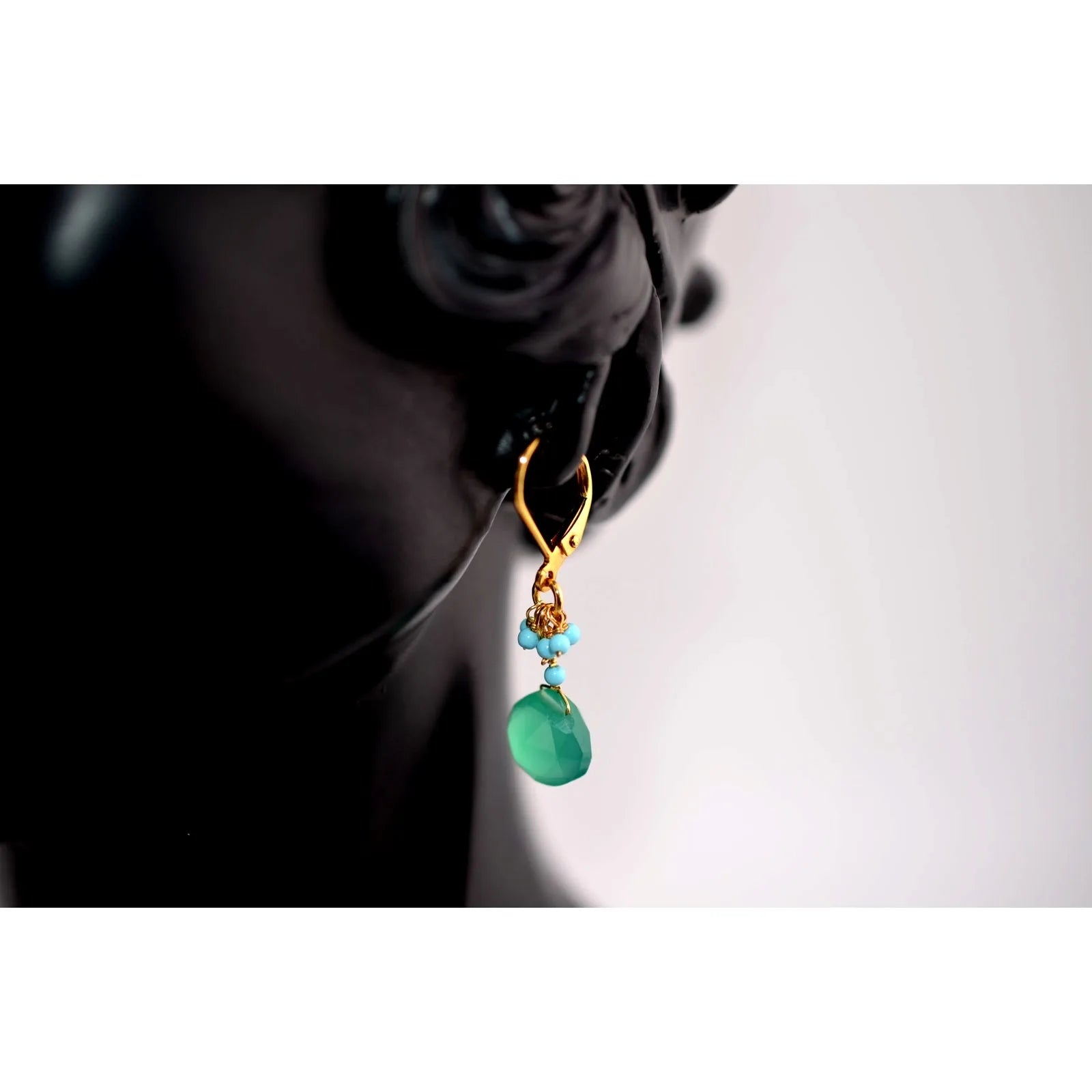 Rachel Reinhardt Turquoise and Green Onyx Cluster Earring