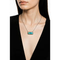 Navajo Donovan Skeets Sterling Silver Kingman Turquoise Bar Pendant Necklace