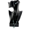 Navajo Tom Long Sterling Silver Cluster Turquoise Necklace and Earrings Set