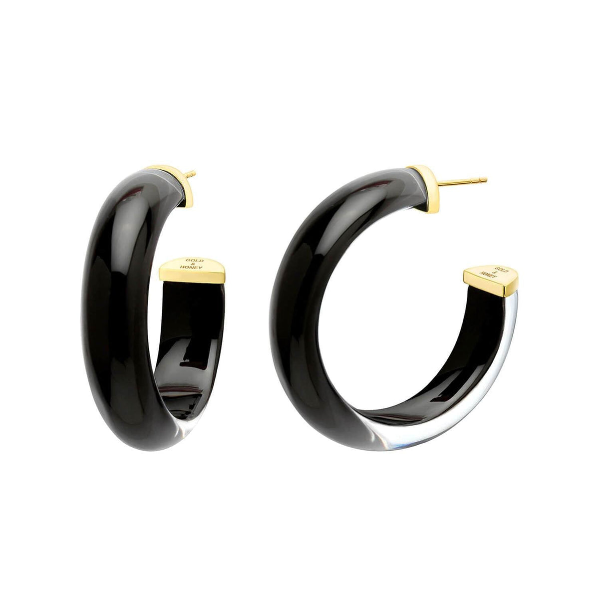 Gold & Honey Small Illusion Lucite Hoop Earrings in Neutrals