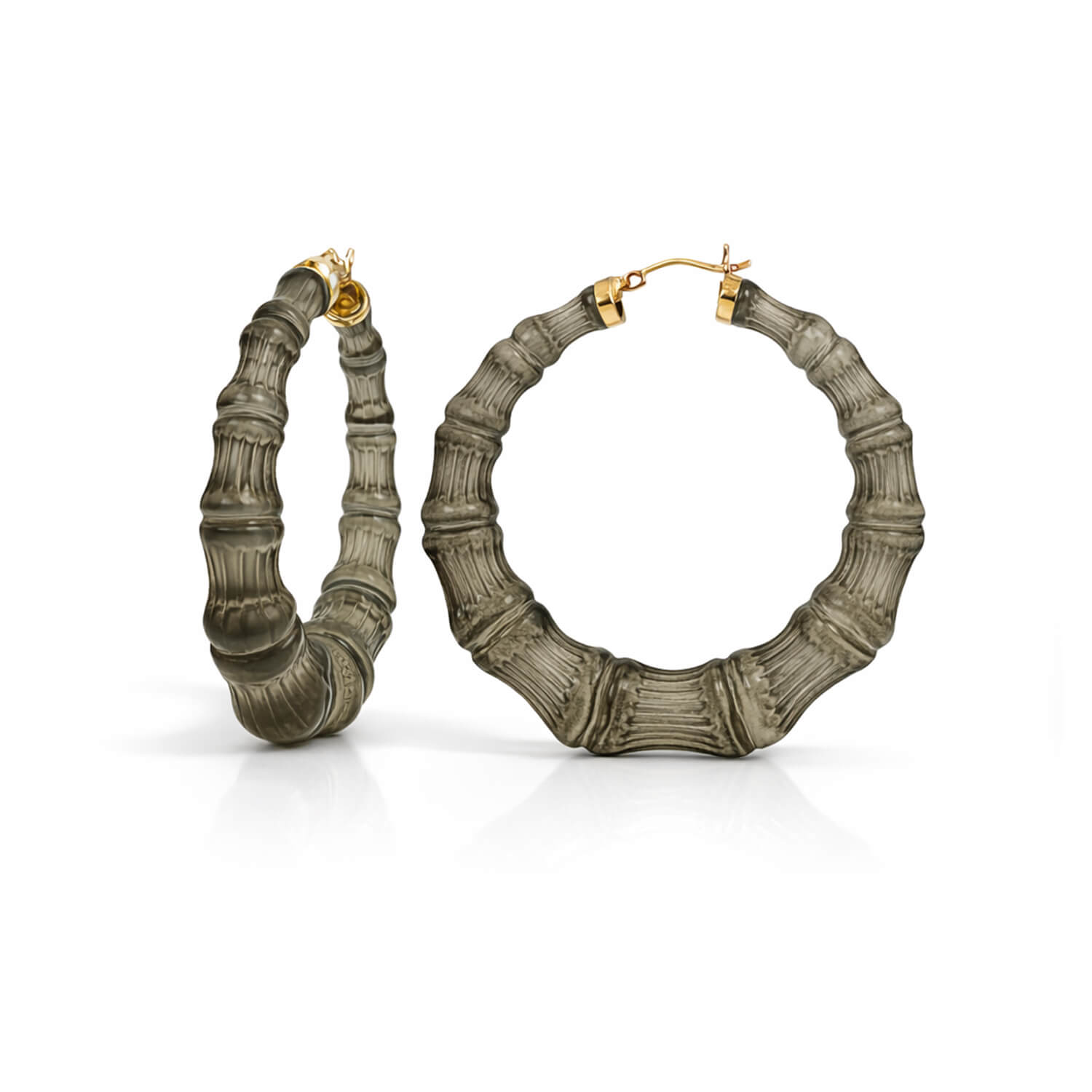 Gold & Honey Blackberry Lucite Bamboo Hoop Earrings