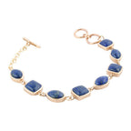 Barse Jewelry Blue Lapis Hammered Link Golden Bracelet
