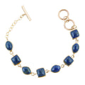 Barse Jewelry Blue Lapis Hammered Link Golden Bracelet