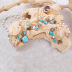 Barse Jewelry Blue Turquoise and White Pearl Multi Pendant Golden Necklace