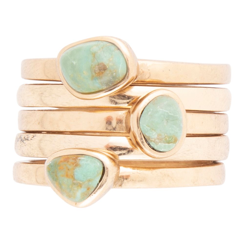 Barse Jewelry Blue Turquoise Golden Stacking Ring Set