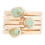 Barse Jewelry Blue Turquoise Golden Stacking Ring Set