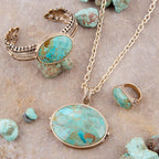 Barse Jewelry Blue Turquoise Long Golden Chain Necklace