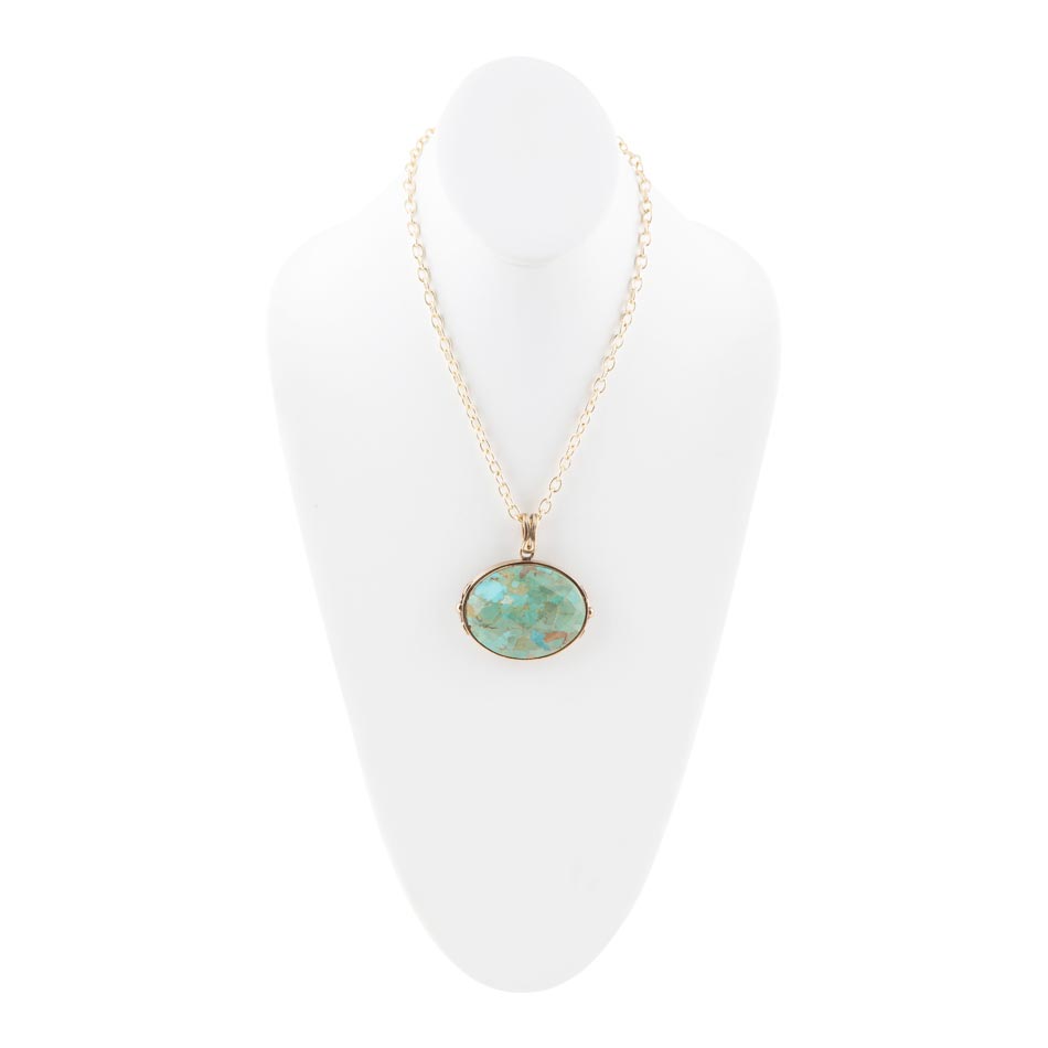 Barse Jewelry Blue Turquoise Long Golden Chain Necklace