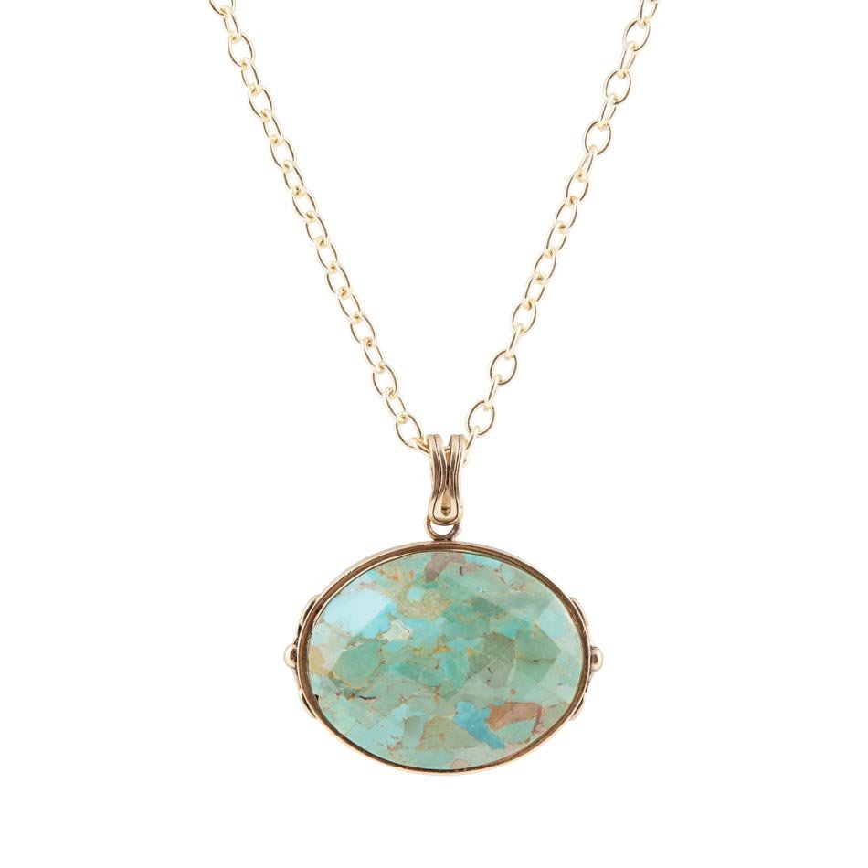 Barse Jewelry Blue Turquoise Long Golden Chain Necklace