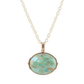 Barse Jewelry Blue Turquoise Long Golden Chain Necklace