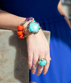 Barse Jewelry Blue Turquoise Rhombus Statement Cuff Bracelet