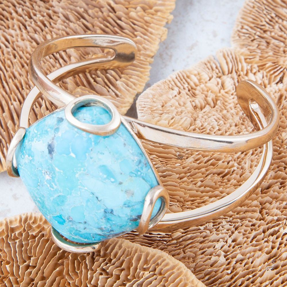 Barse Jewelry Blue Turquoise Rhombus Statement Cuff Bracelet