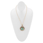 Barse Jewelry Blue Turquoise Square Golden Pendant Necklace