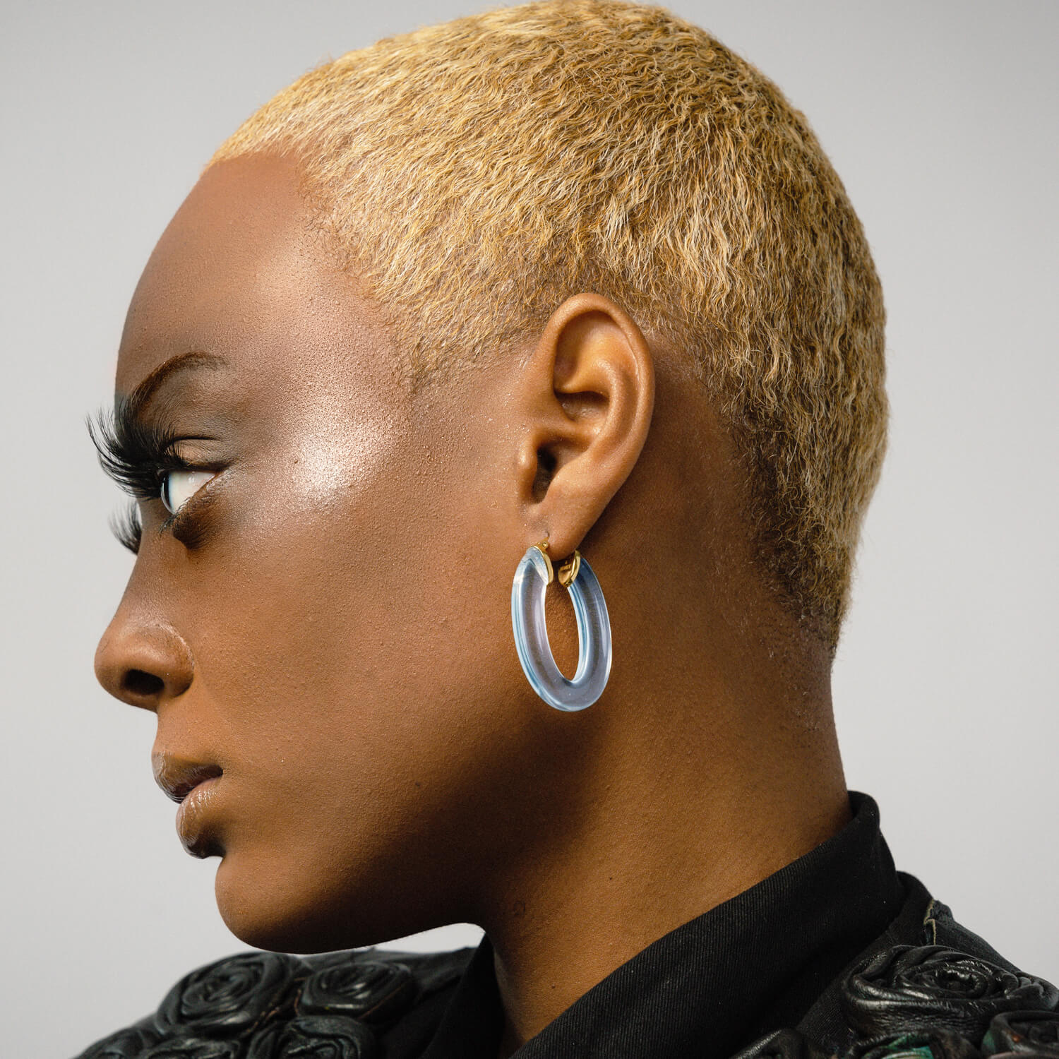 Gold & Honey Flat Oval Lucite Hoop Earrings