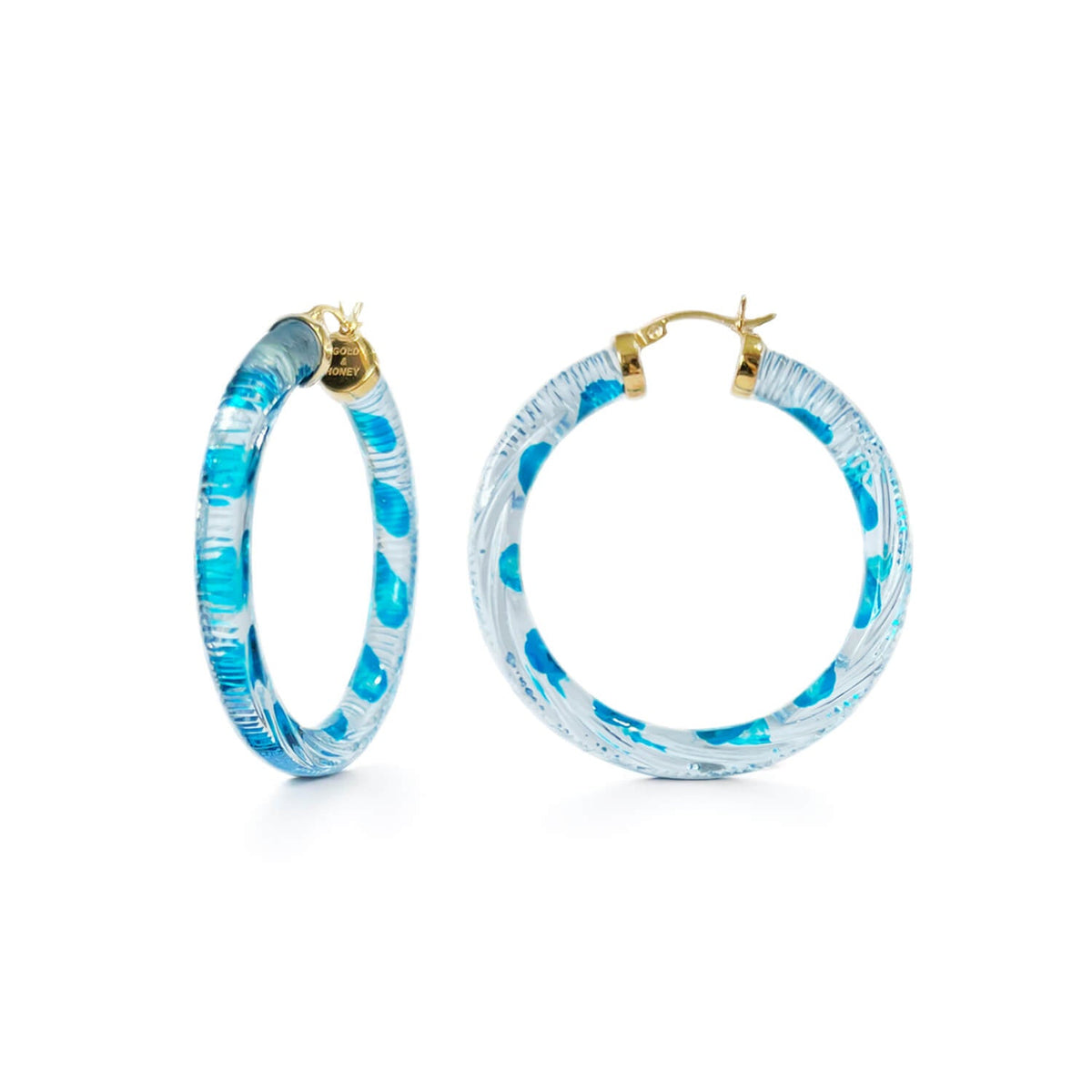Gold & Honey Stripe Painted INSTYLE Lucite Hoop Earrings