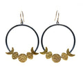 Alison Morse Moon Phase Hoop Earrings in Oxidized Sterling Silver and Brass