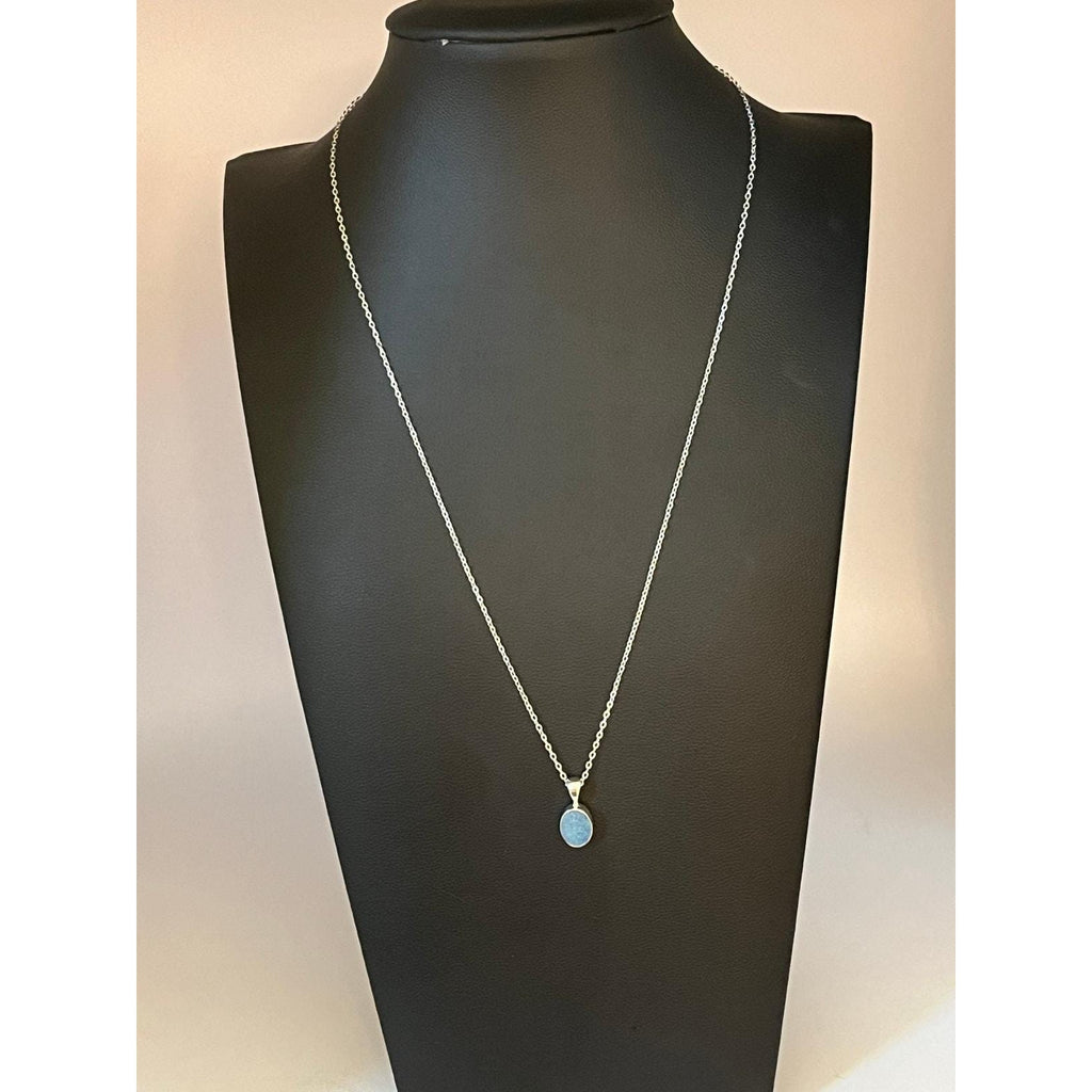 Sterling silver Australian boulder black opal pendant necklace
