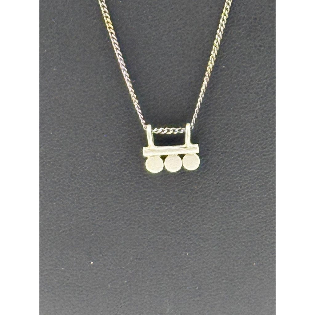 Jane Diaz Sterling Silver Bar Amulet Pendant with 3 Discs Necklace