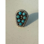 Sterling Silver Zuni Kenny Lonjose Handmade Kingman Turquoise Ring Size 8