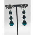 Crying Teardrop Mirrored Acrylic Earrings: Silver with Teal
