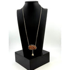 Rare Nadine Leo Mississippi River Pearl Co Sterling Crazy Lace Pendant Necklace